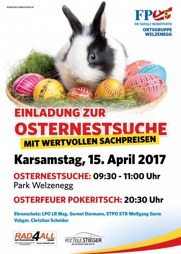 Osternestsuche der Ortsgruppe Welzenegg und Osterfeuer Pokeritsch