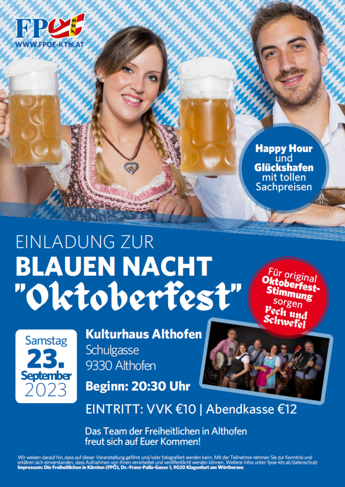 Blaue Nacht ''Oktoberfest'' der FPÖ Althofen