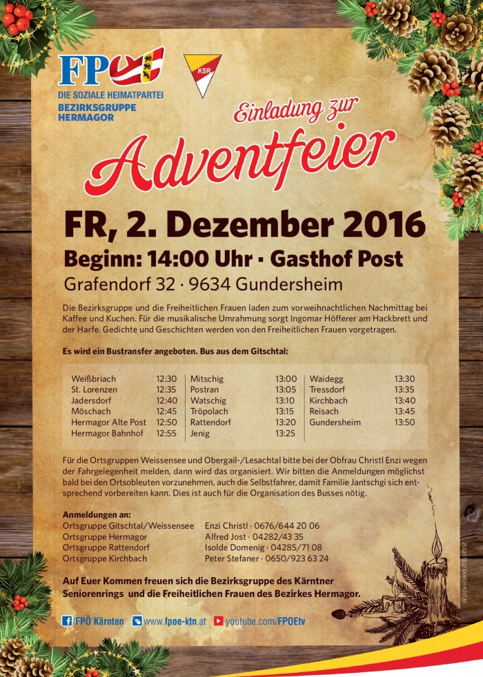 Adventfeier des Hermagorer Seniorenrings